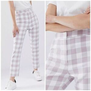 ASOS White Pink Gingham Plaid Check Slim Suit Trousers Tailored Pants Size 14 XL